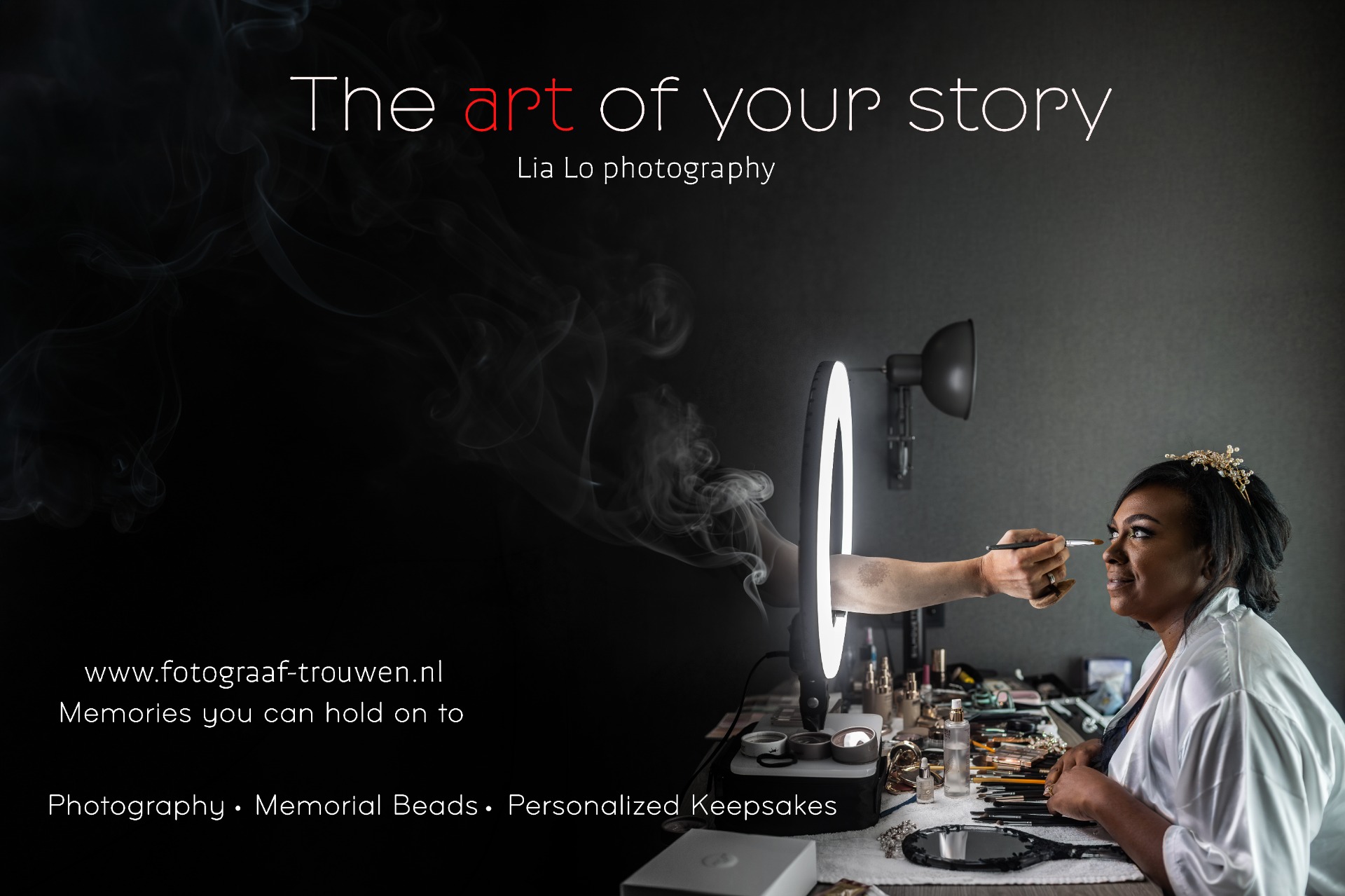 Trouwfotograaf Nederland – bruid tijdens professionele bruidsmake-up